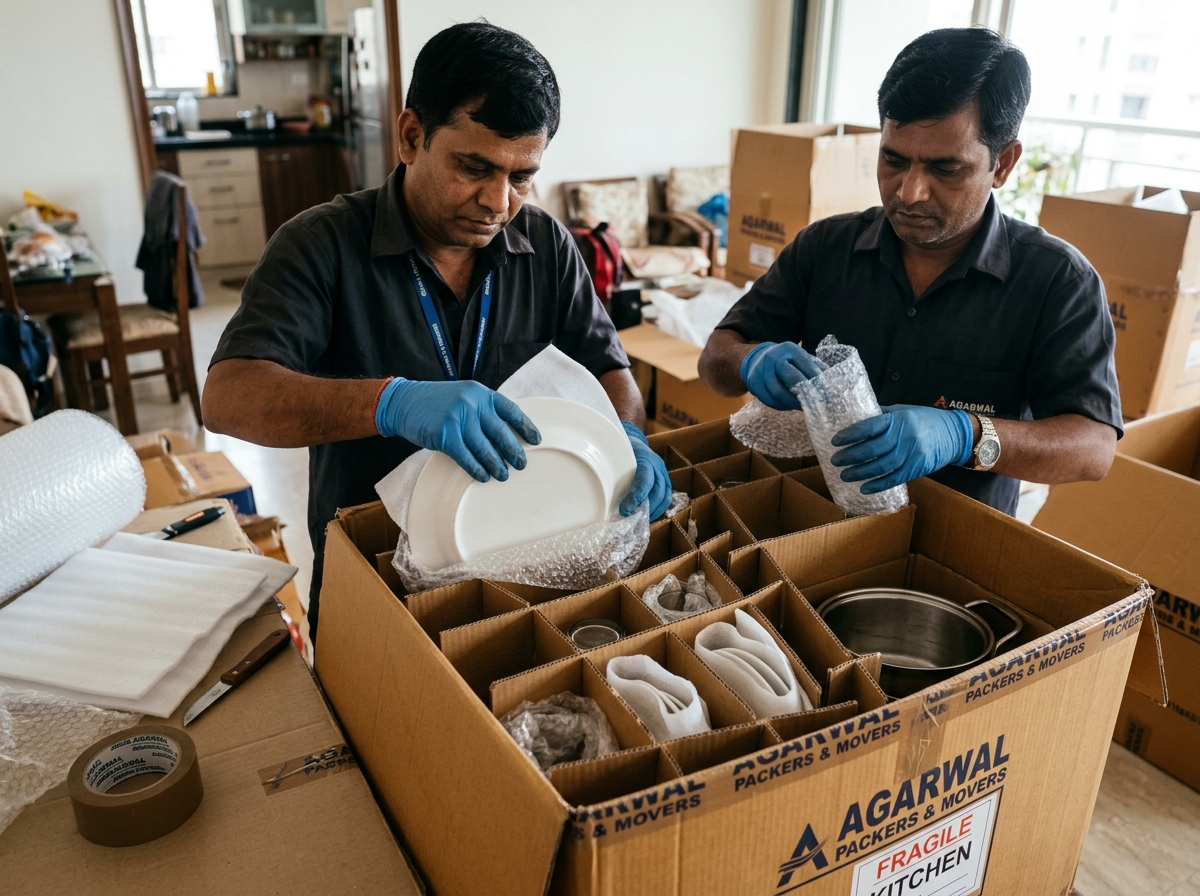 Fragile kitchenware and crockery crating